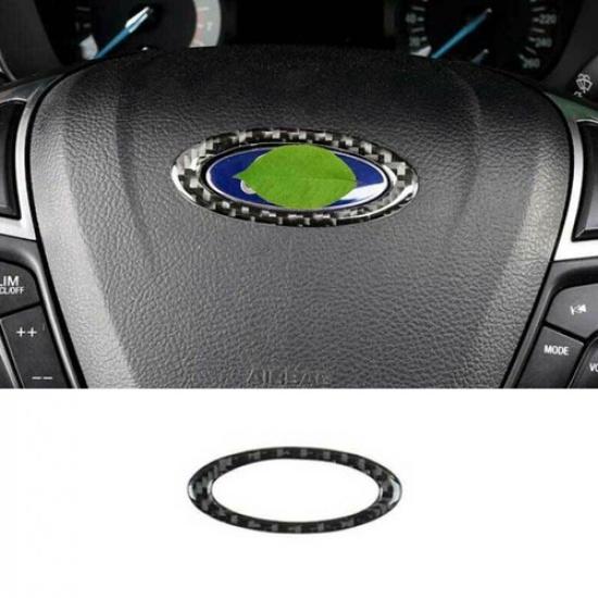 Real Carbon Fiber Steering Wheel Sheet Ring Trim 1PCS For Ford Edge 2015-