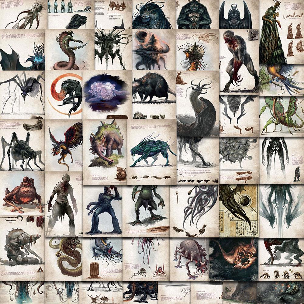 50PCS Cthulhu Mythical Monster Stickers Laptop Luggage Living Room Cartoon Skateboard Graffiti Art Picture Dormitory Sticker