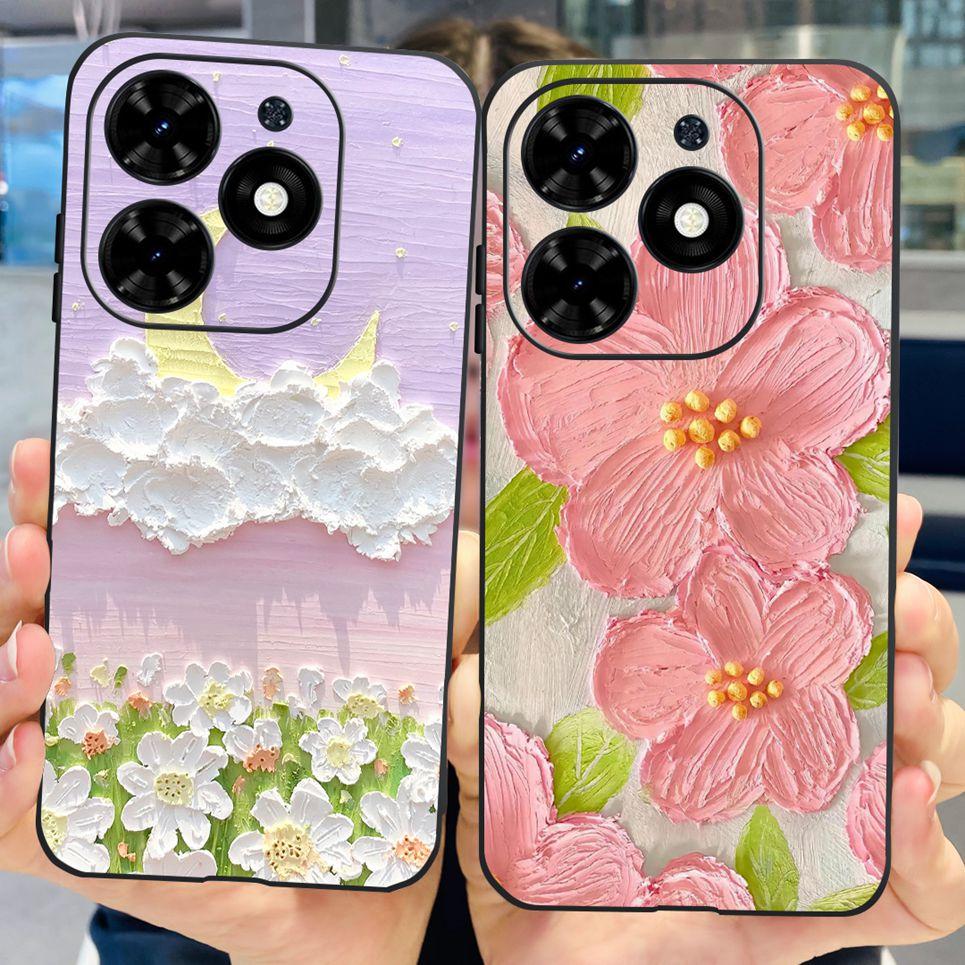 For Cover Tecno Spark Go 2024 Bumper Case Butterfly Cute Cat  Flower Phone Cover Soft Clear Silicone TPU cAPAS Spark GO 2024 Bag