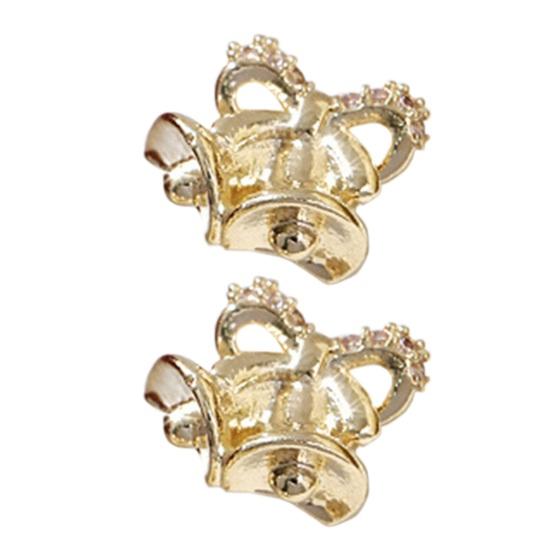 2Pcs Christmas Nail Design Set Christmas Bell Elk Sled Zircon Tree Nail Zircon Art