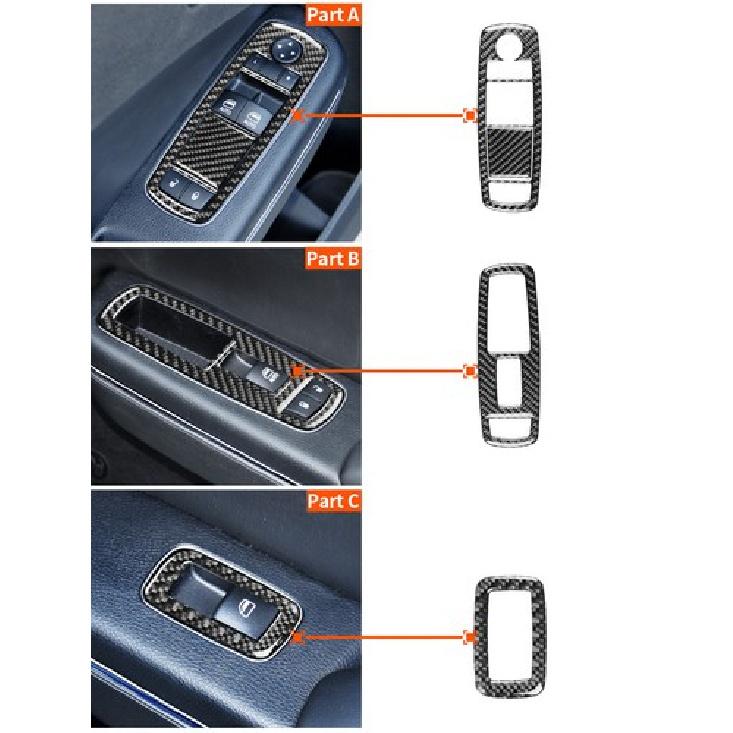 5 Stück Karbonfaser Innenfenster-Bedienfeldverkleidung Zierleiste für Dodge Charger