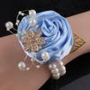 Banquet Artificial Rose Bridesmaid Wrist Flowers Ribbon Pearl Wrist Corsage Exquisite Wedding Flower Bracelet Wedding Party