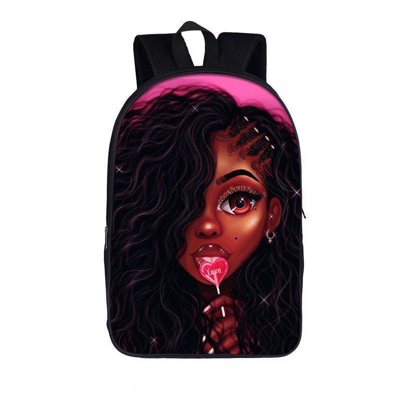 Afro-Afrikanische Schönheit Schwarze Prinzessin Wasserdichter Schulrucksack Mit Verstellbaren Schultergurten