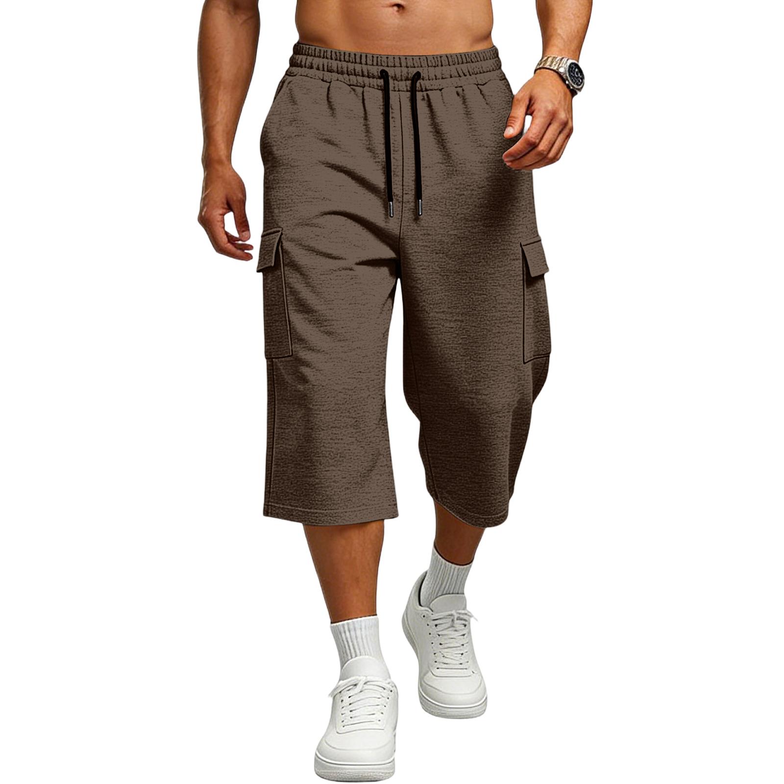 Men s Casual -Weave Drawstring Shorts XXXL кофейный