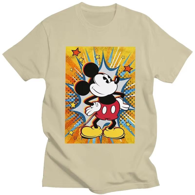 

2025 Кастомная футболка Микки Маус Мужская Женская Оверсайз Футболка с коротким рукавом Модная футболка Чистый хлопок Футболка Подарок Унисекс 4XL
