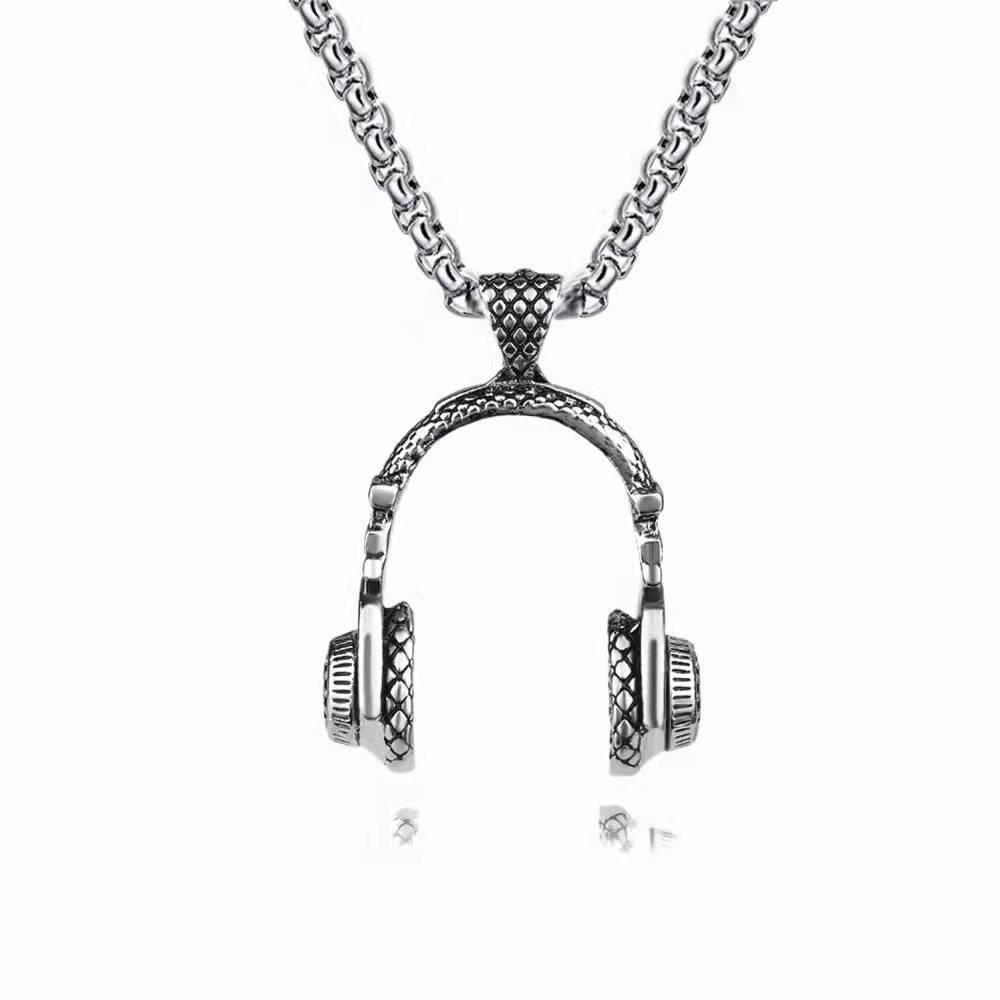 Koreanische Version Trendige Headset-Halskette Herren Hip-Hop Persönlichkeit Trendige Jungen Pulloverkette Studentenanhänger Dominante Einzelne Accessoires