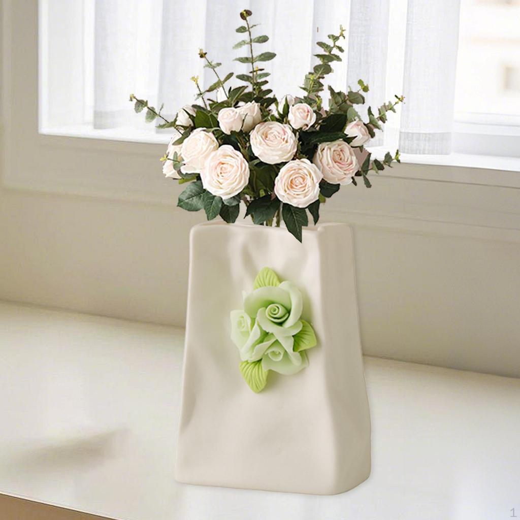 Chinese Handmade Porcelain Flower Vase Holder Desk Decoration Flowerpot for Holidays Birthday