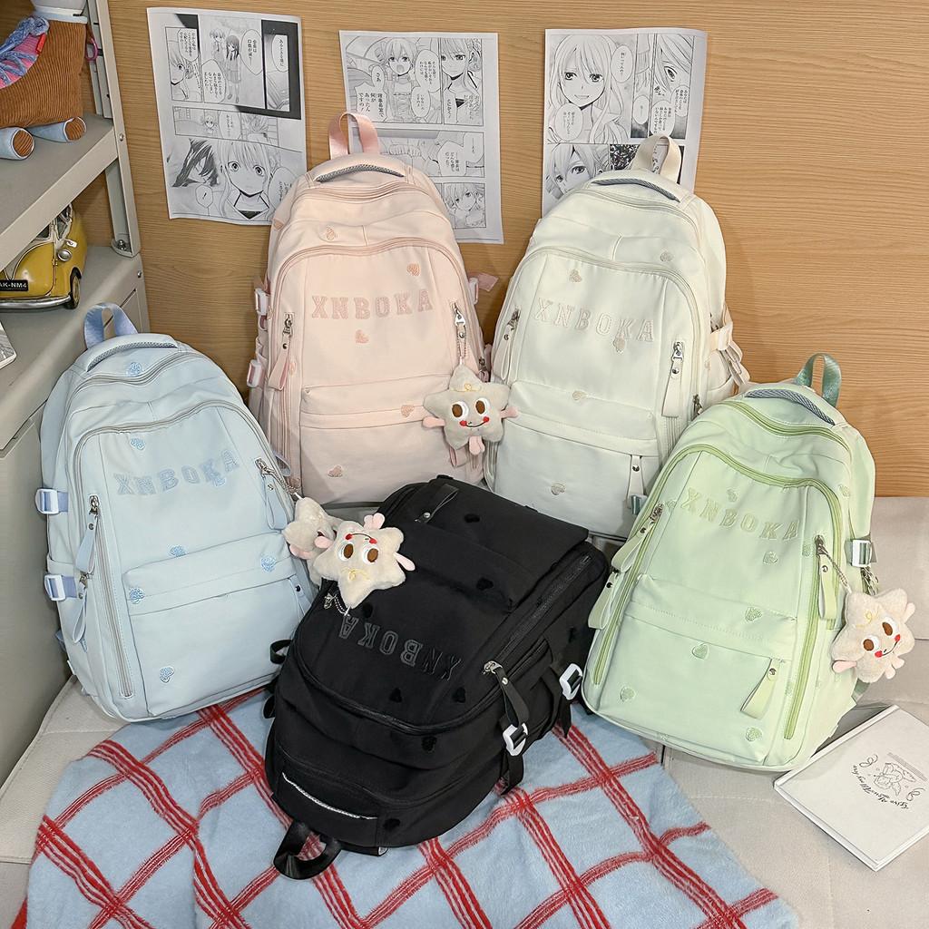 College Fashion Womens Nylon Backpack With Splicing Design And Inner Organizer For Travel