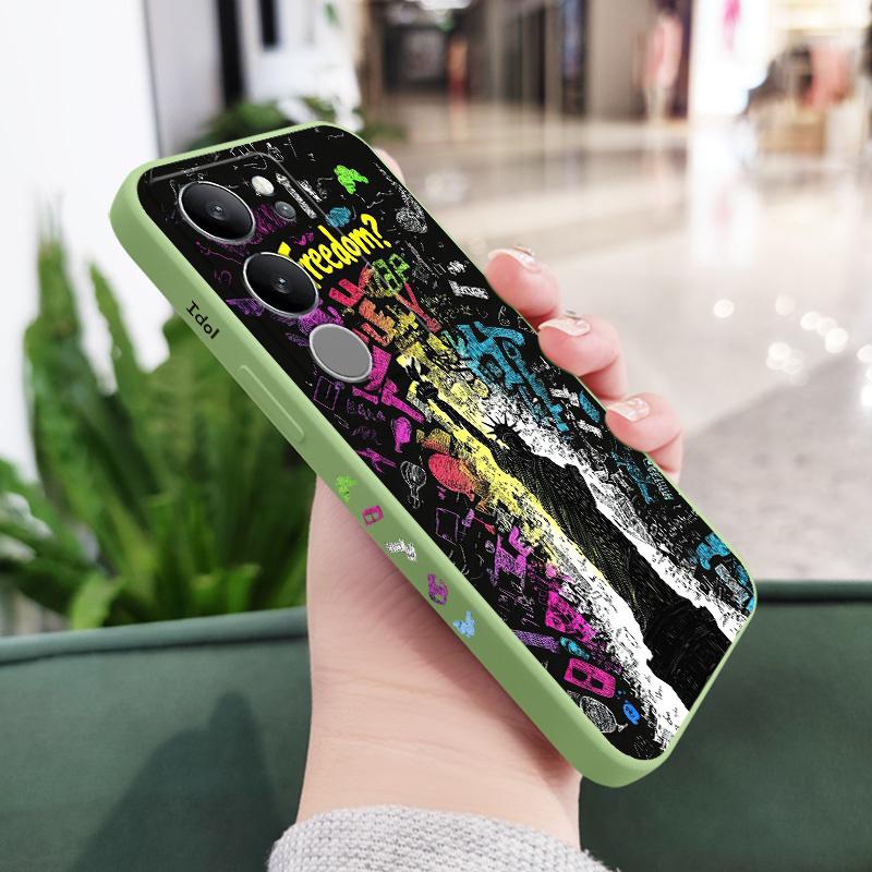 

Graffiti Goddess Phone Case For VIVO V50 V40 V30 V29 V29E V27 V27E V23 V23E V21 V20 Y20 Y12 Y21 Y22 Pro Silicone Cover Y36 4G(Y36 5G) світло-зелений колір