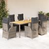 Vidaxl 7-Cz. Set di Mobili da Giardino con Cuscini, Grigio, Rattan PE