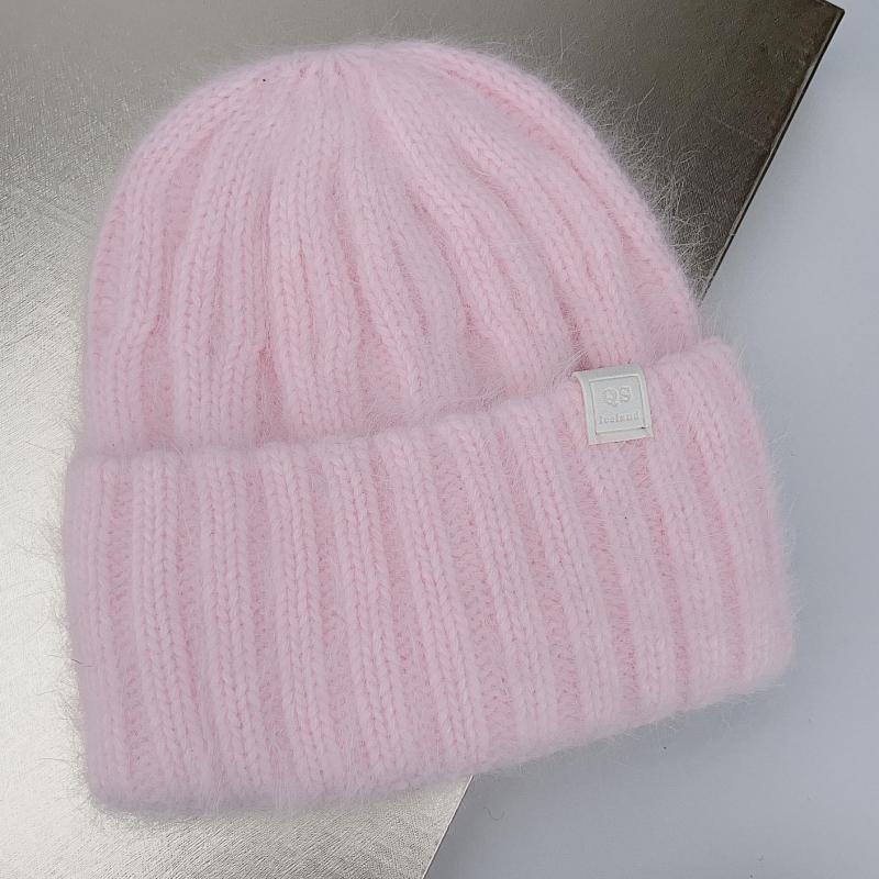 Women'S Big Size Rabbit Fur Blended Beanie Winter Hat Soft Thick Ear Protection Windproof Baggy Knit Cap For Outdoor