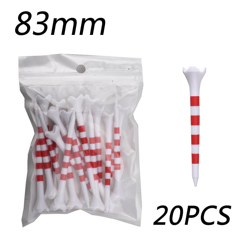 20pcs/Bag Plastic Golf Tee With Red/Black/Blue/Pink/Green Stripe Marking, Durable, Golf Supplies