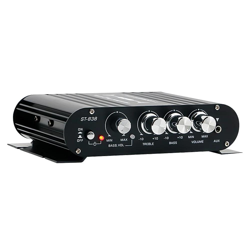 ST-838 HiFi 2.1 Channel Power Amplifier Stereo Bass Sound Amp RMS 80W*2 Class D Mini Media Player MP3 Car Black Home Amplify