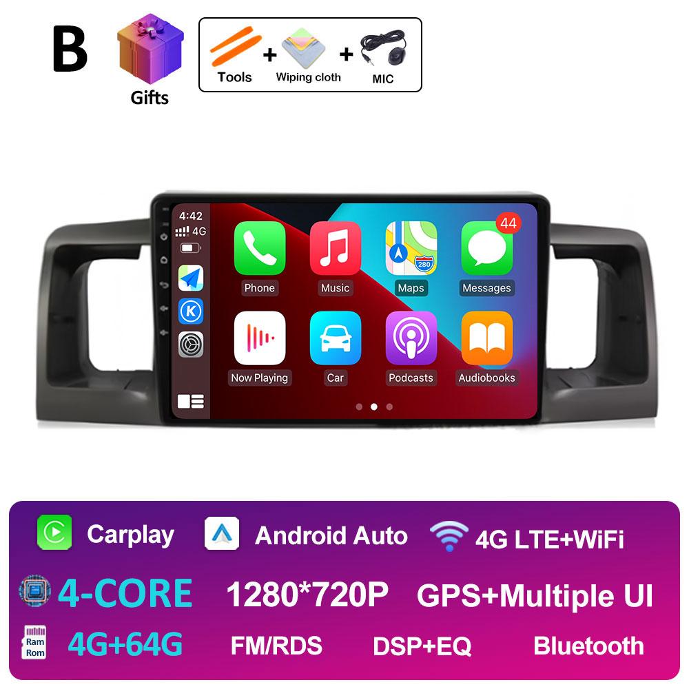 For Toyota Corolla E120 2000 2001 2002 2003 2004 Car Multimedia Video Radio Player DSP Stereo Autoradio Cooling fan Bluetooth 4G