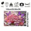 Mother's Day Floral Backdrop with Floral&Butterfly Element Design,Wall Decor,Gift,Festive Wall Covering,Rustic Background