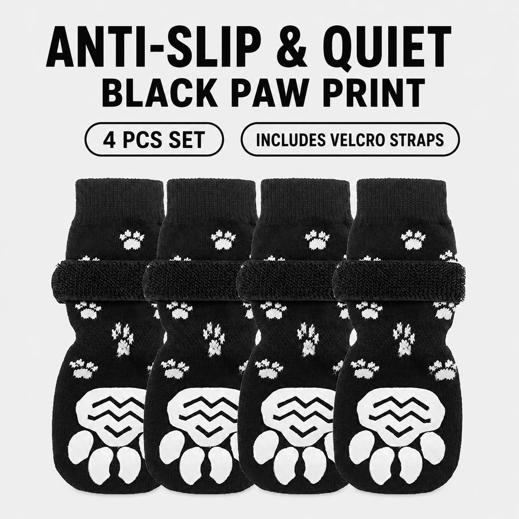 4Pcs Anti Slip Cotton Dog Socks Anti-fall Silent Indoor Paw Covers for Medium Large Dogs