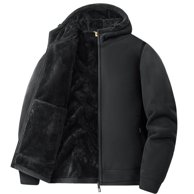 Winter fleece clothes men's and women's autumn and winter new hooded cardigan jacket thickened fleece thermal jacket hooded
