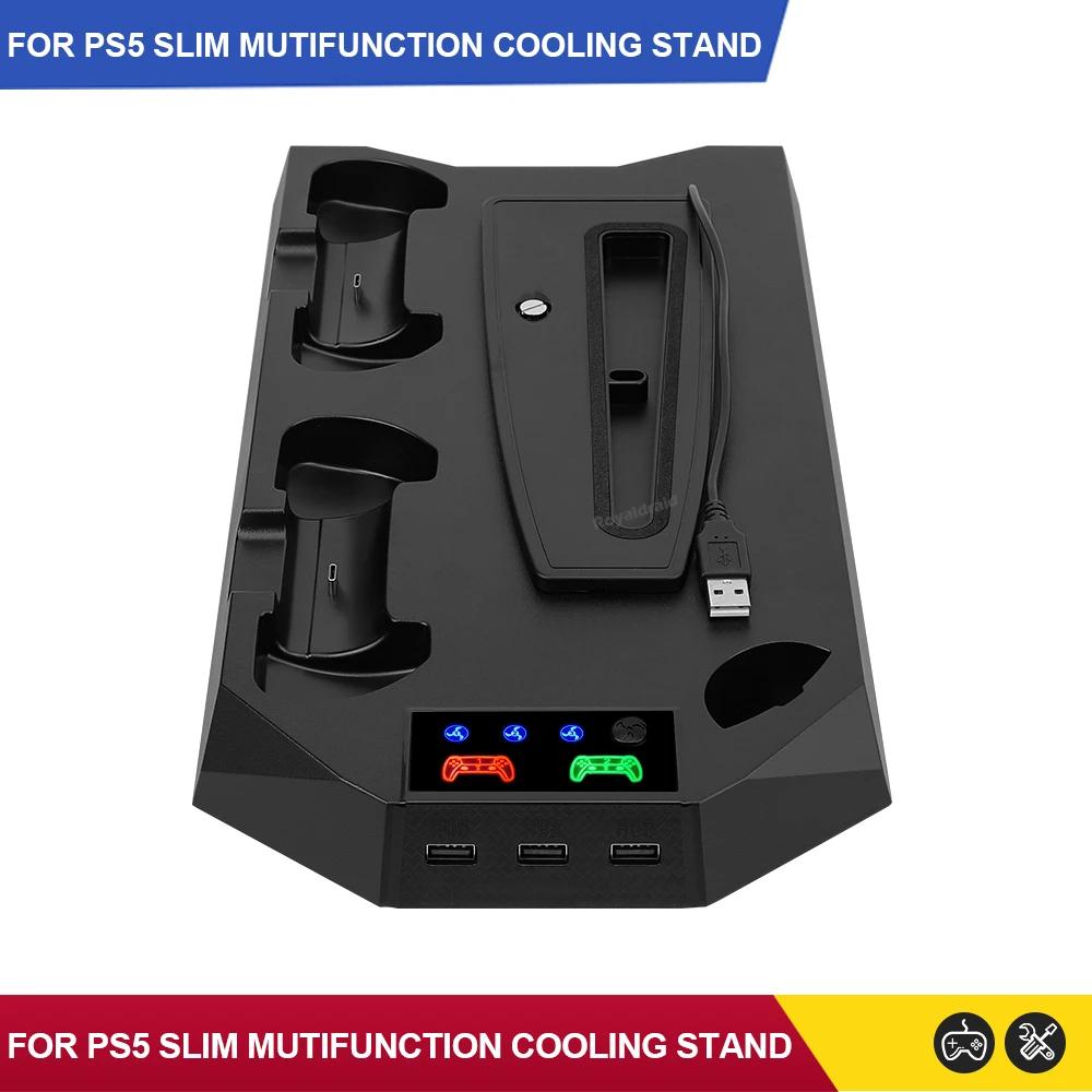 3 Mode Cooling Fan for PS5 Vertical Stand 2 Controller Charging Dock for PS5 Slim Disc Digital Edition