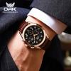 OPK 8162 Fashion Men's Quartz Wristwatch Chronograph Auto Date Luminous Leather Strap Moon Phase Luxury Man Watch