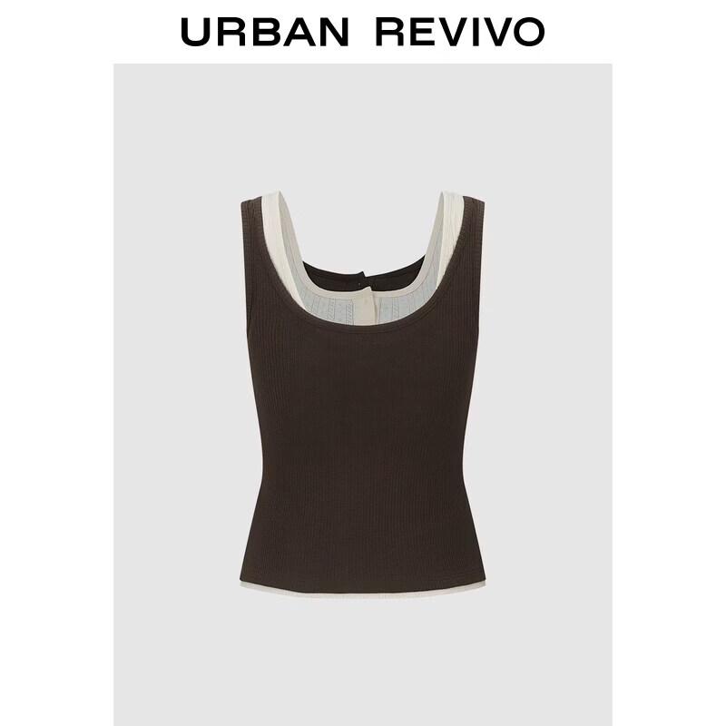 UR2026 Damen Freizeit Faux Zweiteiler Strukturierte Weste T-Shirt