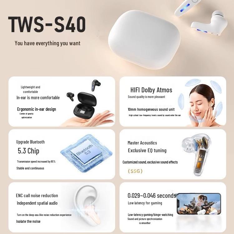 2026 Touch Bluetooth Earbuds for Apple, Xiaomi, Vivo - Super Long Battery Life, In-Ear Design