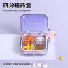 Portable 4 Compartment Pill Organizer Box with Secure Lid Compact Design for Daily Medication Storage and Travel Use