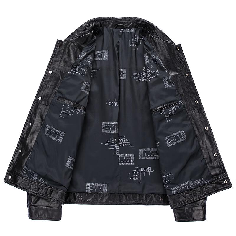 FAPAI Men's Genuine Goatskin Turn-Down Collar Leather Jacket