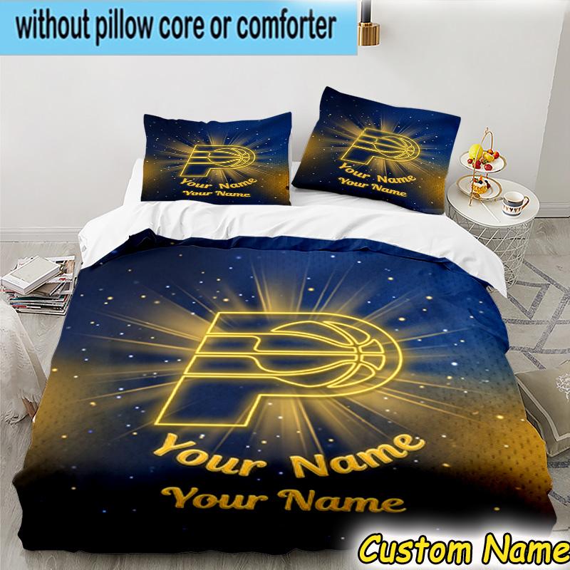3pcs Custom Name Pacers Basketball Team  Bedding Set Includes 1 Duvet Cover & 2 Pillowcases for All Seasons Dormitory Home Decor Christmas gifts