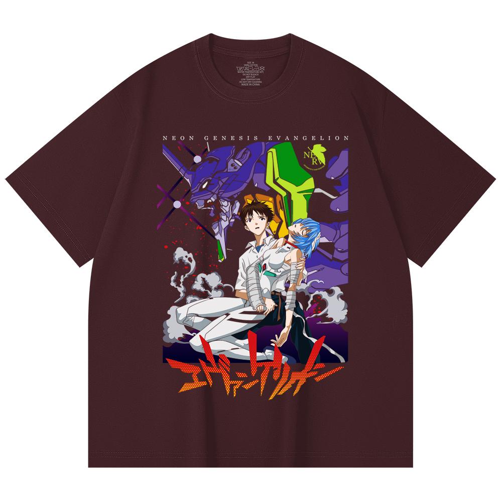 230 g/m² 100 % Baumwolle Evangelion V1 Druck Unisex Schweres Baumwoll-T-Shirt