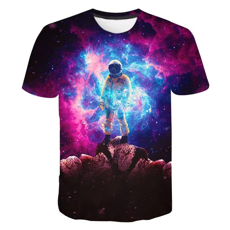 Summer Men's 3D Printed Crew Neck T-Shirt Fashion Versatile Breathable Trend Casual