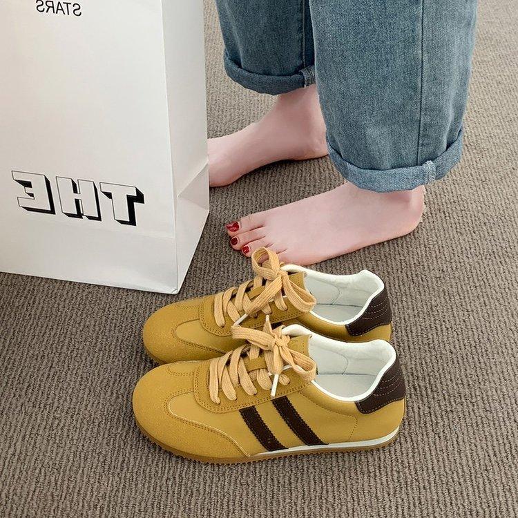 Satin-faced German Training Shoes Women's 2024 Autumn New Thin Breathable Flat-soled Soft-soled Versatile Casual Forrest Gump Shoes
