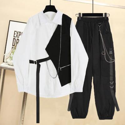 Youth Spring Loose Handsome Suit Top + Work Pants Design Unique Set