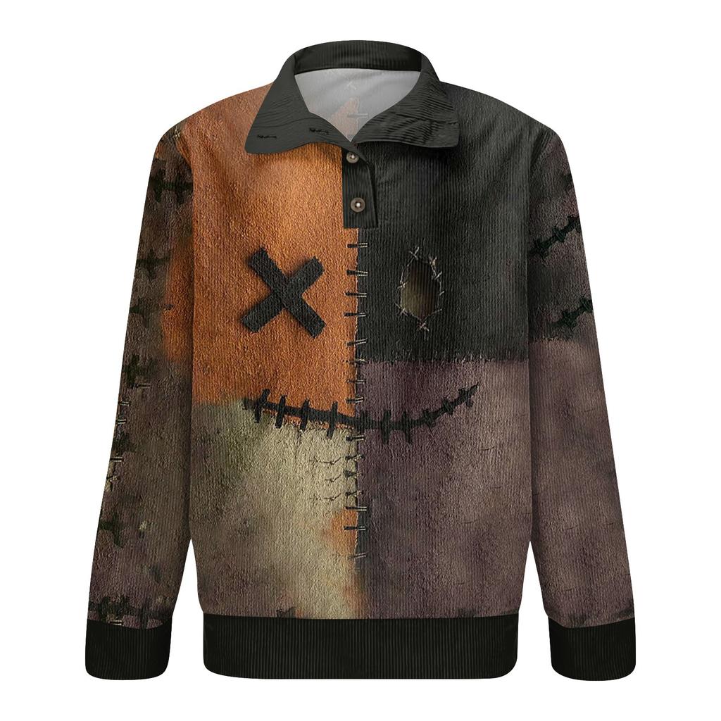 Men's Halloween Printed Corduroy Button Shirt