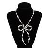 Elegant Pearl Bowknot Necklace And Earrings Set For Women Stylish Jewelry For Everyday Wear Special Occasions