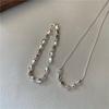 Korean Style Silver Bean Necklace & Bracelet Set - Fashionable S925 Sterling Silver Clavicle Chain