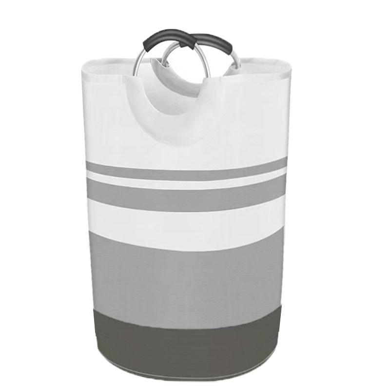 Foldable Striped Laundry Basket – Large Capacity Fabric Hamper for Dirty Clothes Storage