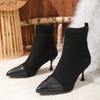 Fashion 2024 Winter Women Boots Genuine Leather Ankle Boots Pointed Toe Stiletto Boots High Heels Leather Shoes Ladies Shoes Thin Heels
