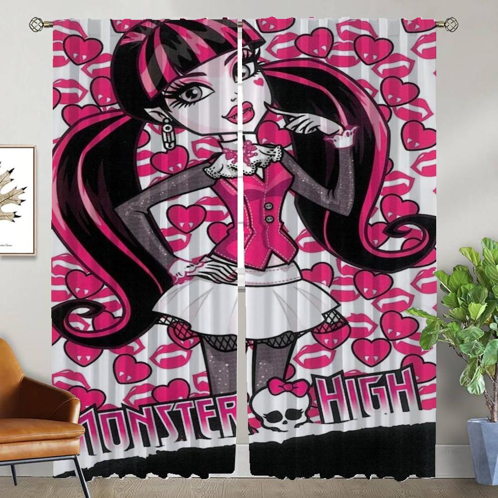 Blackout Curtains for Camera Draculaura Home Interior Curtains 2 Pieces Living Room Curtain Tulle for Bedroom Partition Shades
