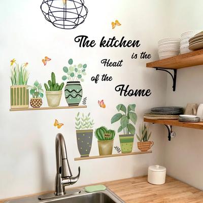 Creative Kitchen Wall Stickers Removable Vinyl PVC Living Room Kitchen Stain Resistant Home Decor Wall Stickers