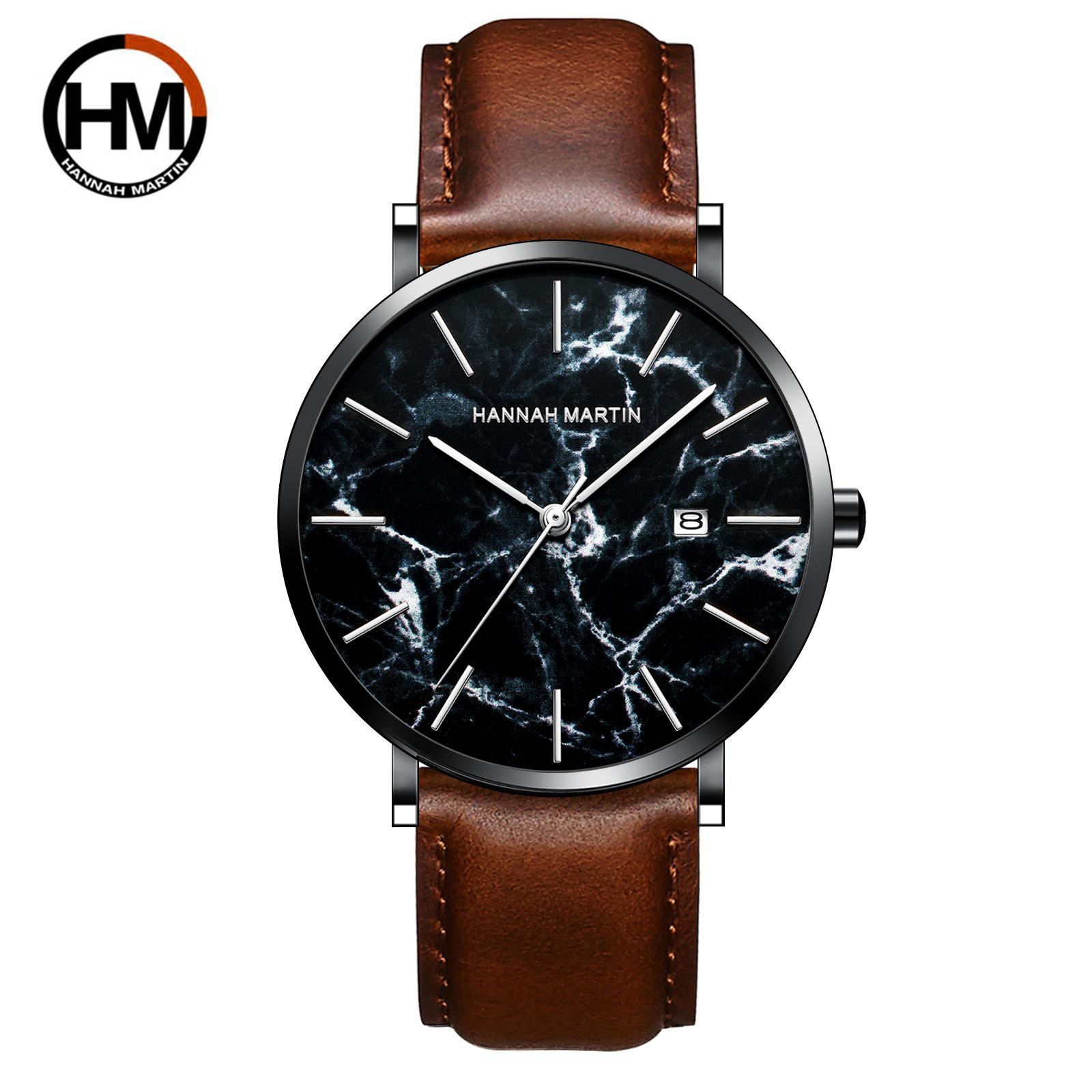 

Hannah Martin Men s Minimalist Marble Pattern Quartz Watch with Date Feature.