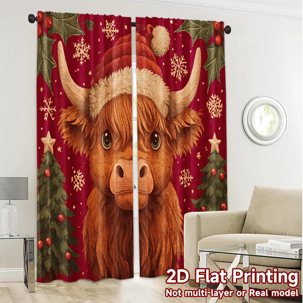 2D Flat Printing  JIT 2pcs   Curtains (Without Rod) Festive Calf Modern Curtain Fabric Fabric Curtains Outdoor Decorations