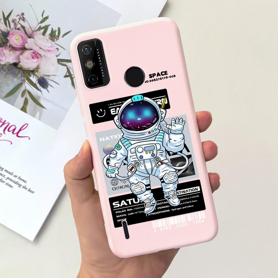 For Tecno Spark 6 Go Case KE5j KE5k Cute Astronaut Cat Night View Cover Liquid Silicone Phone Cases For Spark 6GO Bumper Fundas