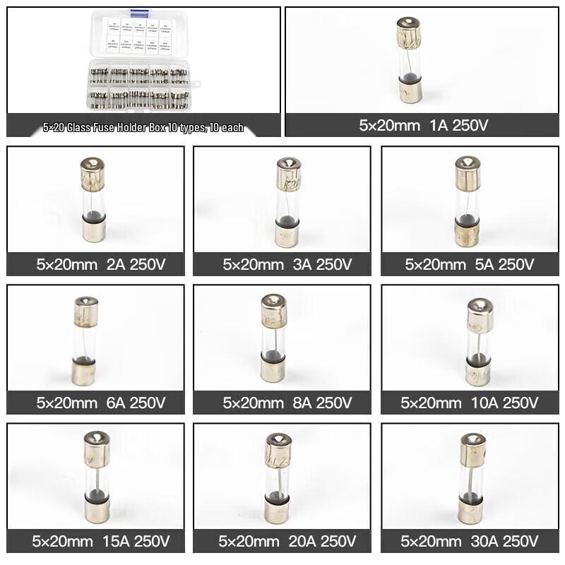 Chuangjihao 250V 5x20mm Glass Tube Fuse