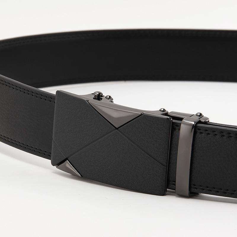 Frosted Automatic Buckle Edge Two-Layer Cowhide Belt, Business And Leisure Men'S Trendy Belt