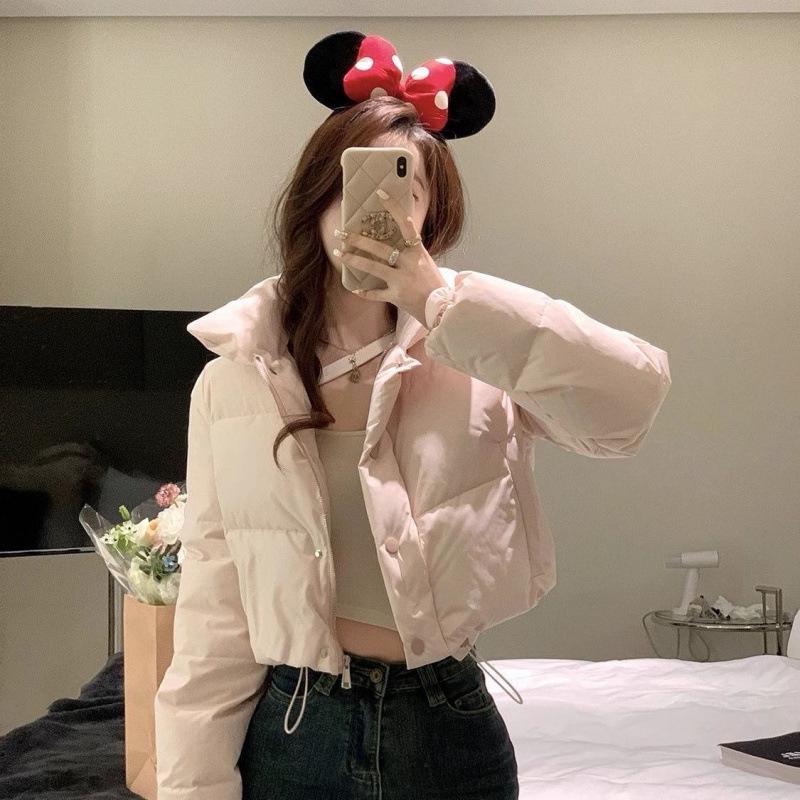 

Женская 2023 Корейская Мода Светло-Розовая Бархатная Хлопковая Куртка Пти-Пальто Зимнее Короткое M recommended for 96-105 lbs