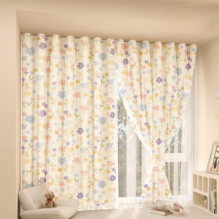 Printed Curtains with Magic Tape, Cartoon Fabric Door Curtains, Partition Curtains, Toilet and Bedroom No-Drill Curtains