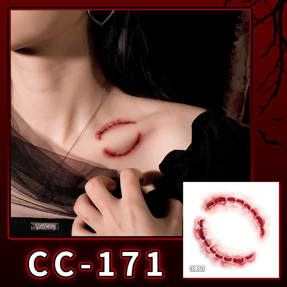 Nuovi Tatuaggi Impermeabili di Halloween Horror Cicatrice Faccia - Adesivi Trucco Opachi per Feste Festival