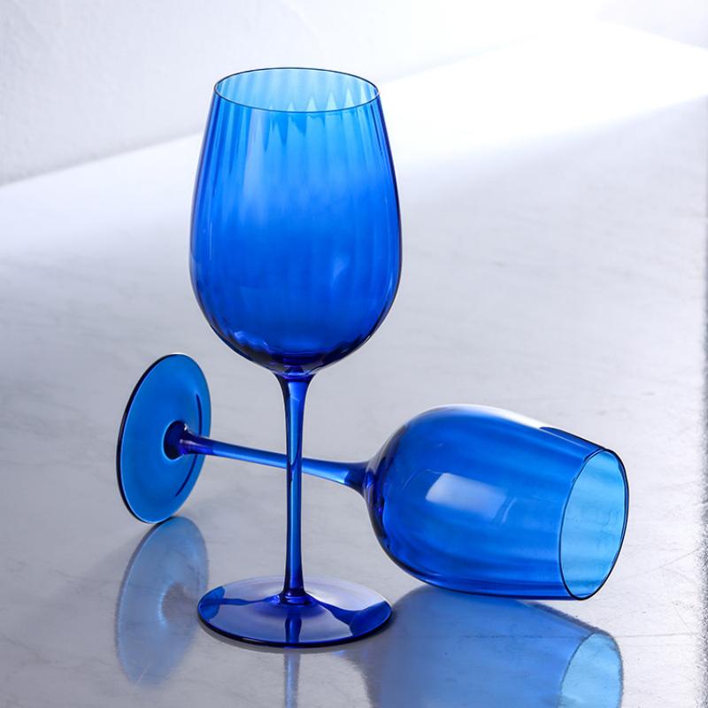 Blue Ripple Red Wine Glass Goblet Retro High Stem Crystal Glass Wine And Champagne Glass For Home