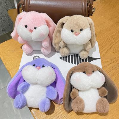 Doll Pendant Plush Keychain Soft Lop-Eared Rabbit Pendant with 360 Degree Rotating Metal Buckle Healing Stuffed Keychain