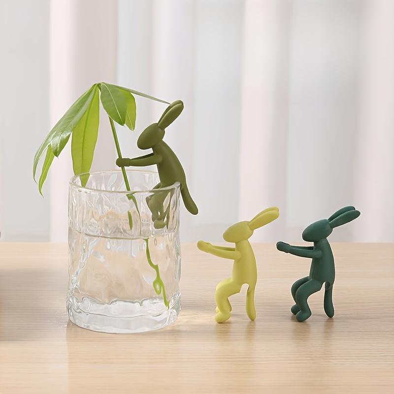 3pcs Cute Rabbit Plant Stakes - Durable Plastic Garden Markers for Indoor Herbs, Outdoor Flowers & Fairy Gardens